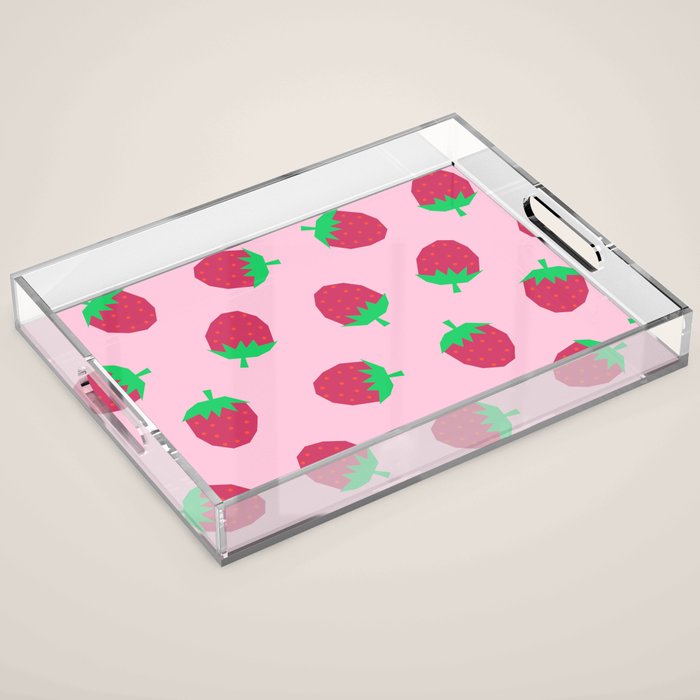 Strawberry Papercut Pattern Acrylic Tray Gallery Image 1