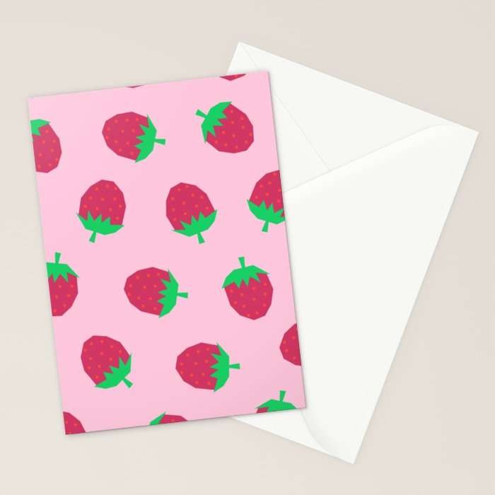 Strawberry Papercut Pattern Stationery Card Gallery Image 2