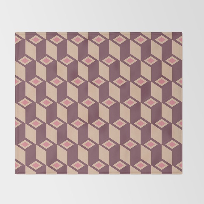 Retro Geometric Bloom Revival Throw Blanket Gallery Image 2