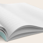 One more chapter // aqua background grey cat striped mug with plants red green and yellow books  Notebook Gallery Image 2