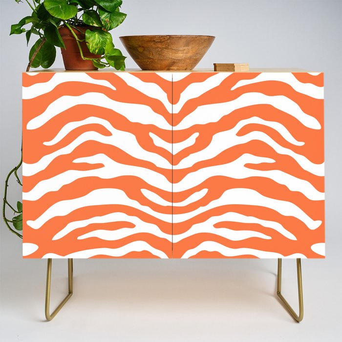 Zebra Wild Animal Print Orange Credenza Gallery Image 1