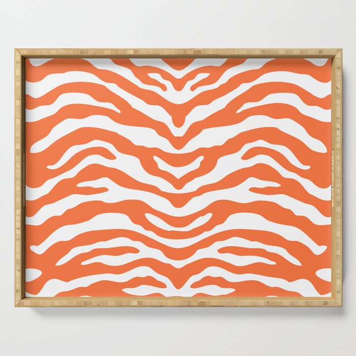 Zebra Wild Animal Print Orange Serving Tray Gallery Image 1