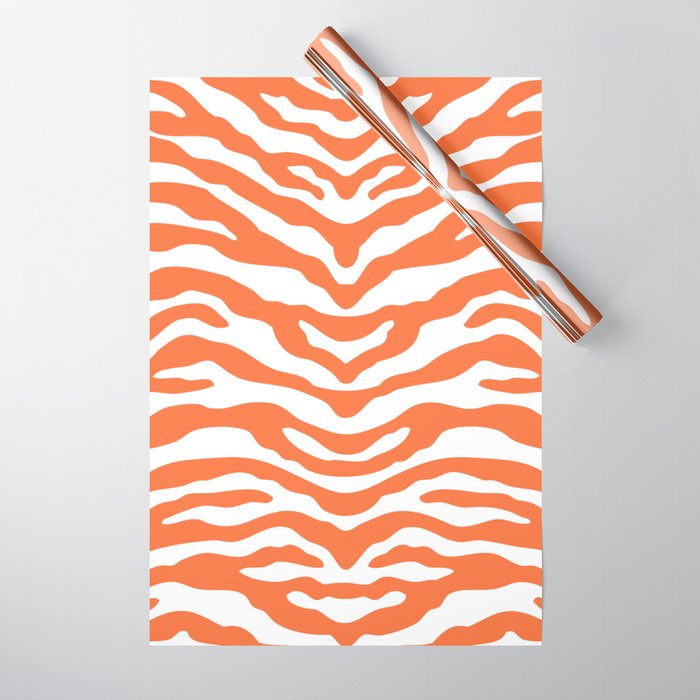 Zebra Wild Animal Print Orange Wrapping Paper Gallery Image 1