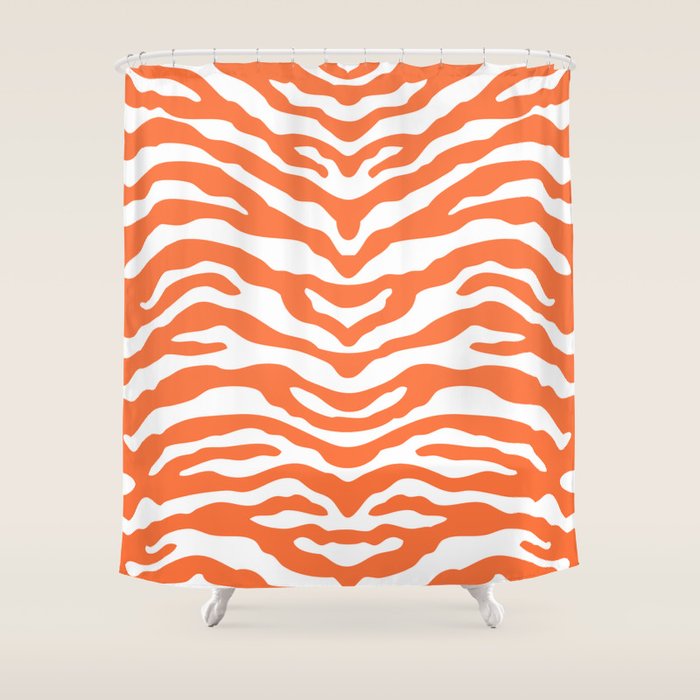 Zebra Wild Animal Print Orange Shower Curtain Gallery Image 1