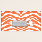 Zebra Wild Animal Print Orange Desk Mat Gallery Image 1