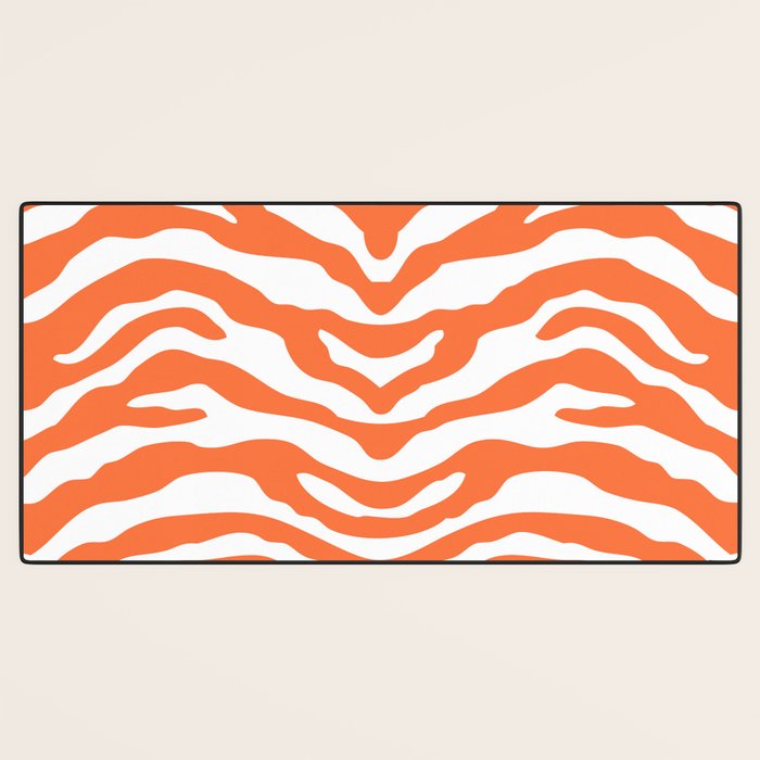 Zebra Wild Animal Print Orange Desk Mat Gallery Image 3