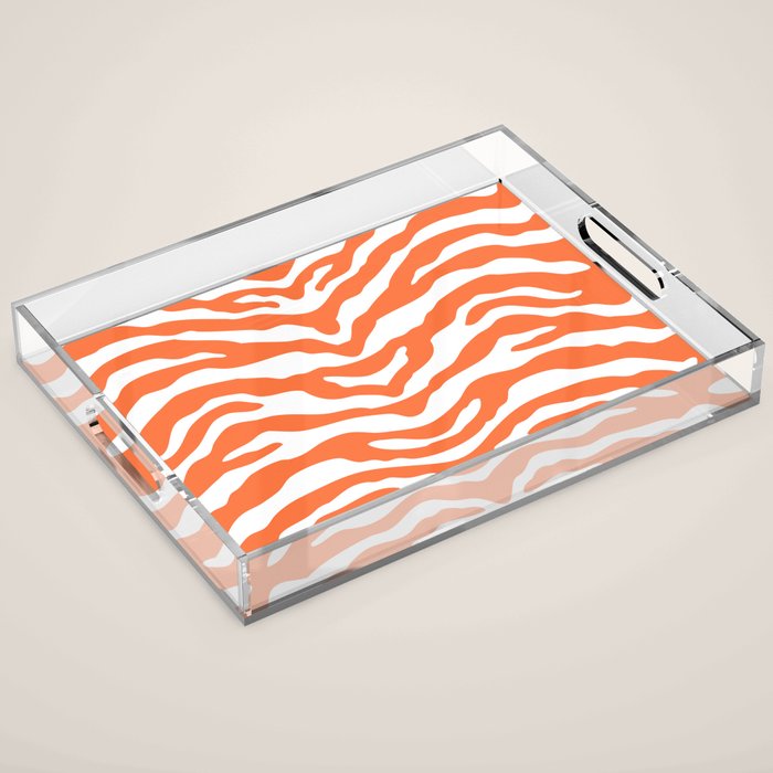 Zebra Wild Animal Print Orange Acrylic Tray Gallery Image 1