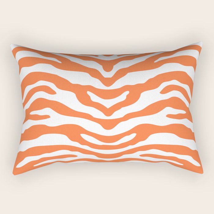 Zebra Wild Animal Print Orange Rectangular Pillow Gallery Image 1