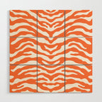 Zebra Wild Animal Print Orange Wood Wall Art Gallery Image 1