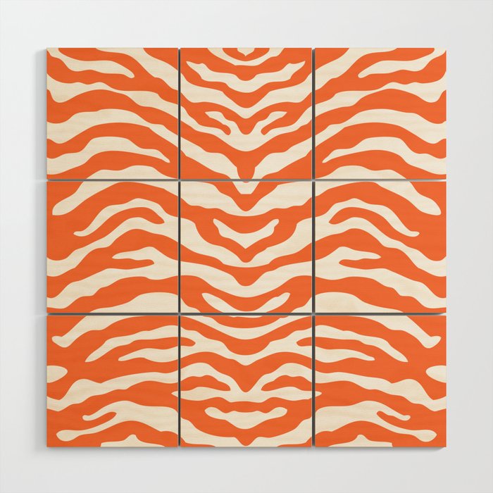 Zebra Wild Animal Print Orange Wood Wall Art Gallery Image 1