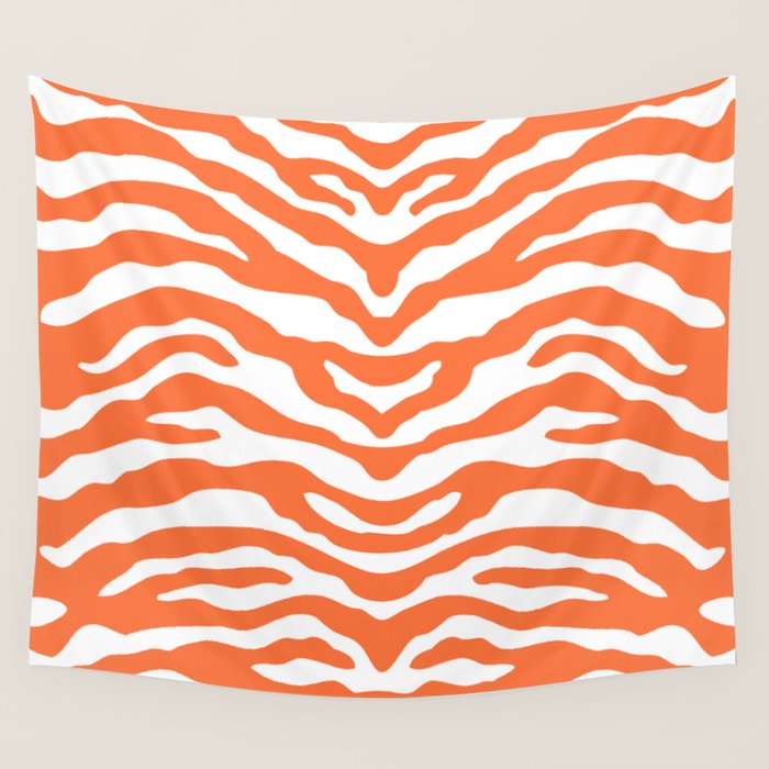 Zebra Wild Animal Print Orange Wall Tapestry Gallery Image 4