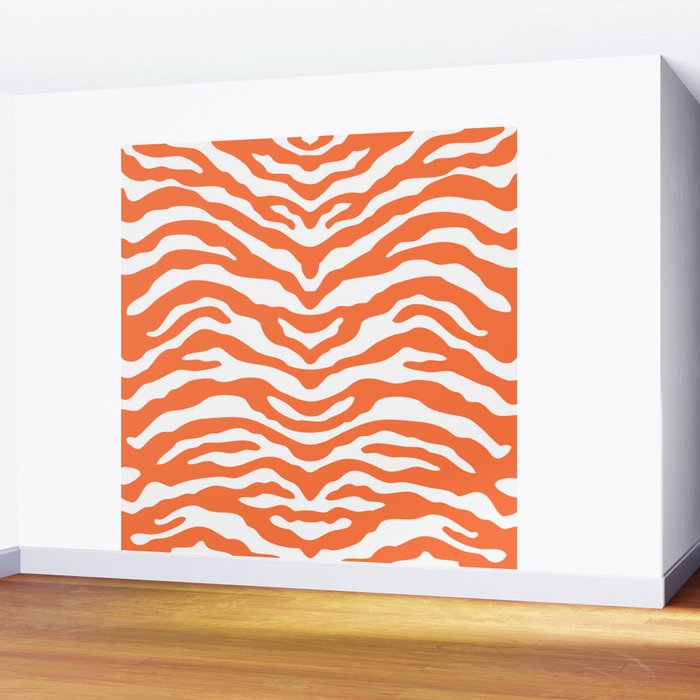Zebra Wild Animal Print Orange Wall Mural Gallery Image 2