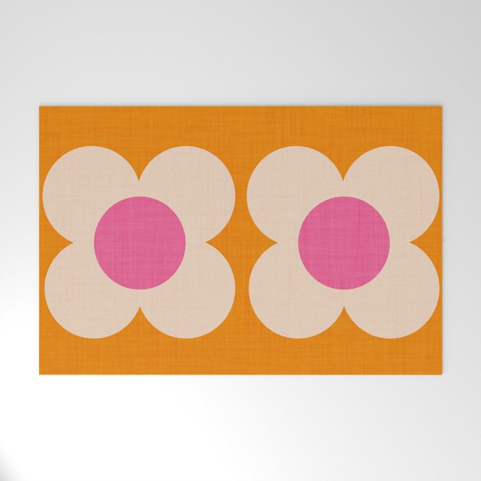 Retro Blossom - orange pink Welcome Mat Gallery Image 1