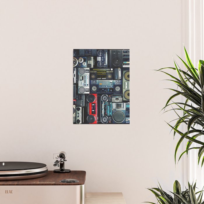 Retro Pop Eighties Boombox Radio Pattern Poster Gallery Image 2