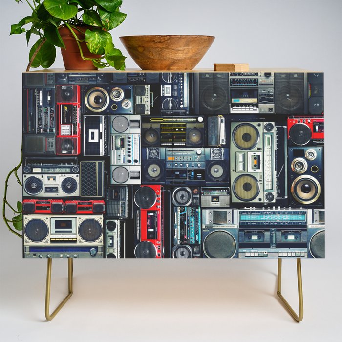Retro Pop Eighties Boombox Radio Pattern Credenza Gallery Image 1