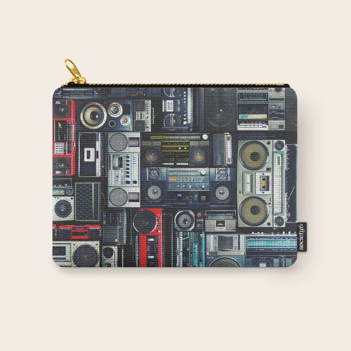 Retro Pop Eighties Boombox Radio Pattern Carry All Pouch Gallery Image 1