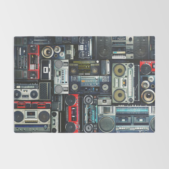 Retro Pop Eighties Boombox Radio Pattern Rug Gallery Image 2