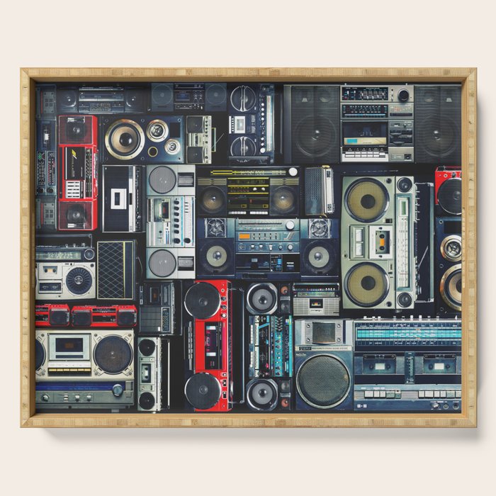 Retro Pop Eighties Boombox Radio Pattern Serving Tray Gallery Image 1
