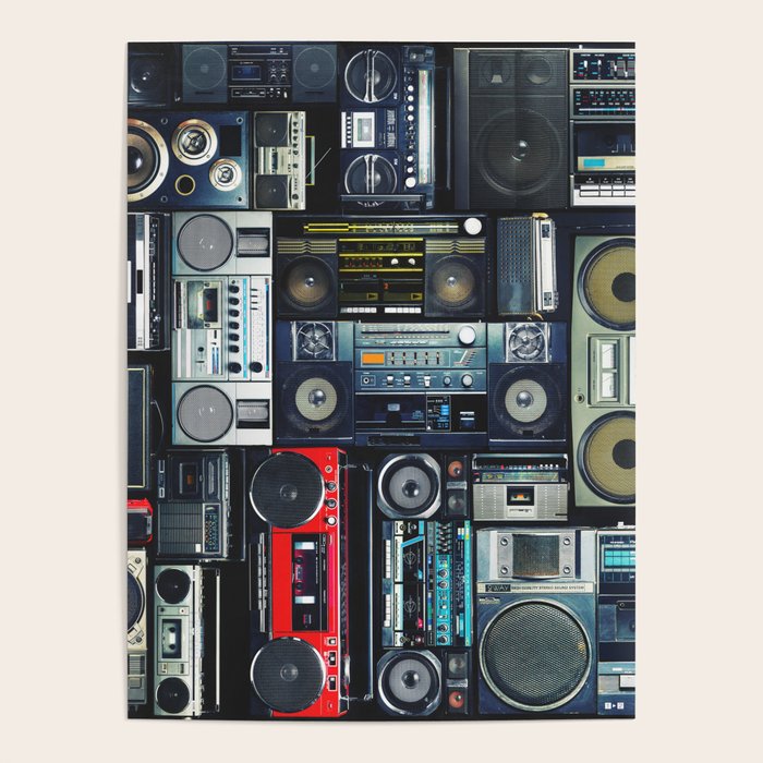 Retro Pop Eighties Boombox Radio Pattern Poster Gallery Image 4
