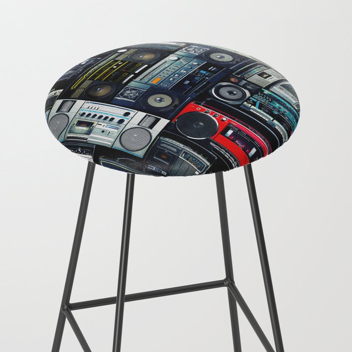 Retro Pop Eighties Boombox Radio Pattern Stool Gallery Image 2