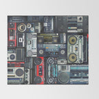 Retro Pop Eighties Boombox Radio Pattern Throw Blanket Gallery Image 2