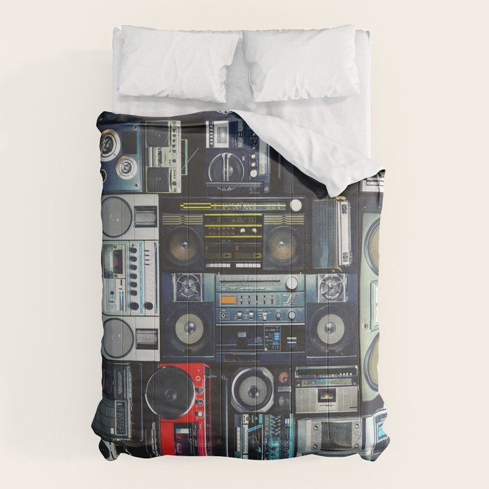 Retro Pop Eighties Boombox Radio Pattern Comforter Gallery Image 6