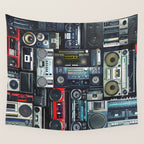 Retro Pop Eighties Boombox Radio Pattern Wall Tapestry Gallery Image 4
