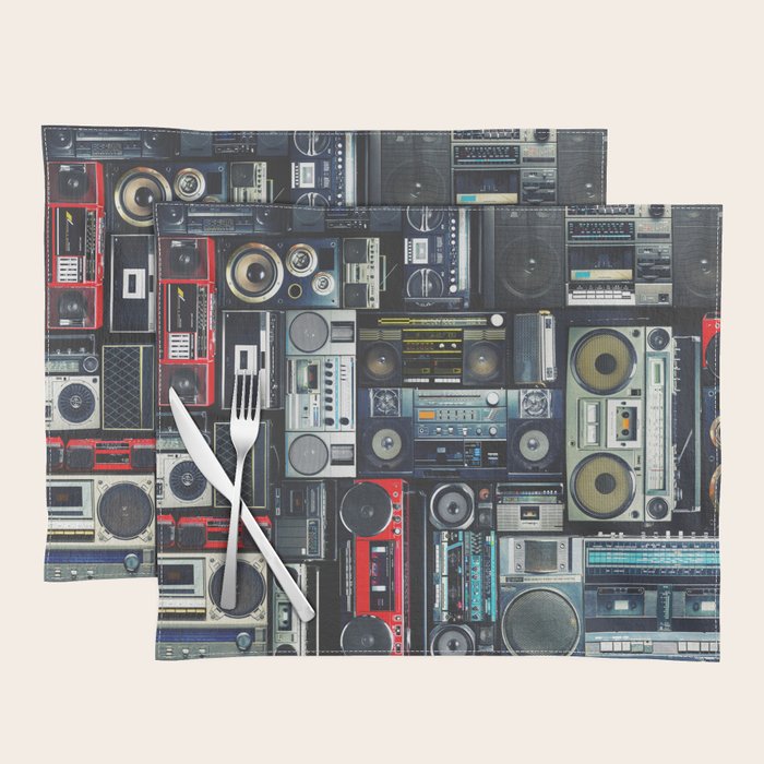 Retro Pop Eighties Boombox Radio Pattern Placemat Gallery Image 1