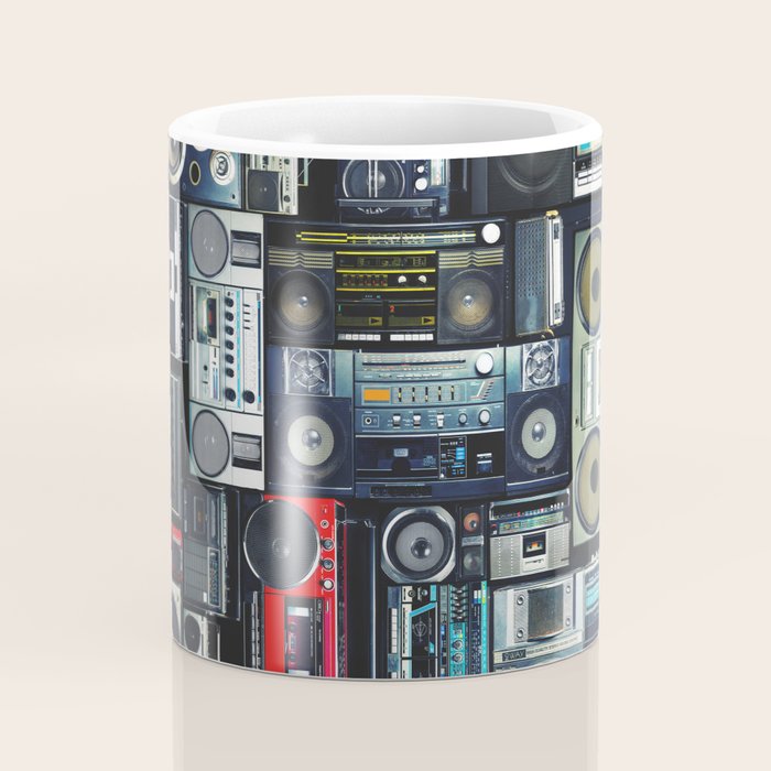 Retro Pop Eighties Boombox Radio Pattern Coffee Mug Gallery Image 4