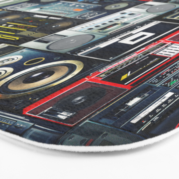 Retro Pop Eighties Boombox Radio Pattern Bath Mat Gallery Image 3