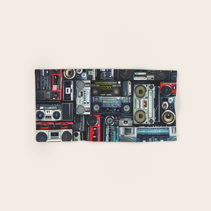 Retro Pop Eighties Boombox Radio Pattern Bath Towel Gallery Image 1