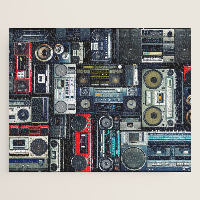 Retro Pop Eighties Boombox Radio Pattern Jigsaw Puzzle Gallery Image 1