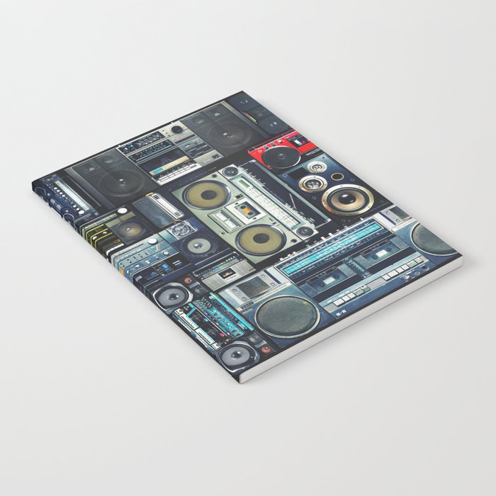 Retro Pop Eighties Boombox Radio Pattern Notebook Gallery Image 1