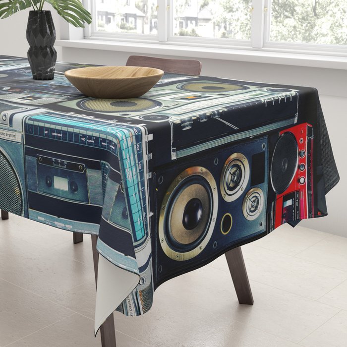 Retro Pop Eighties Boombox Radio Pattern Tablecloth Gallery Image 3