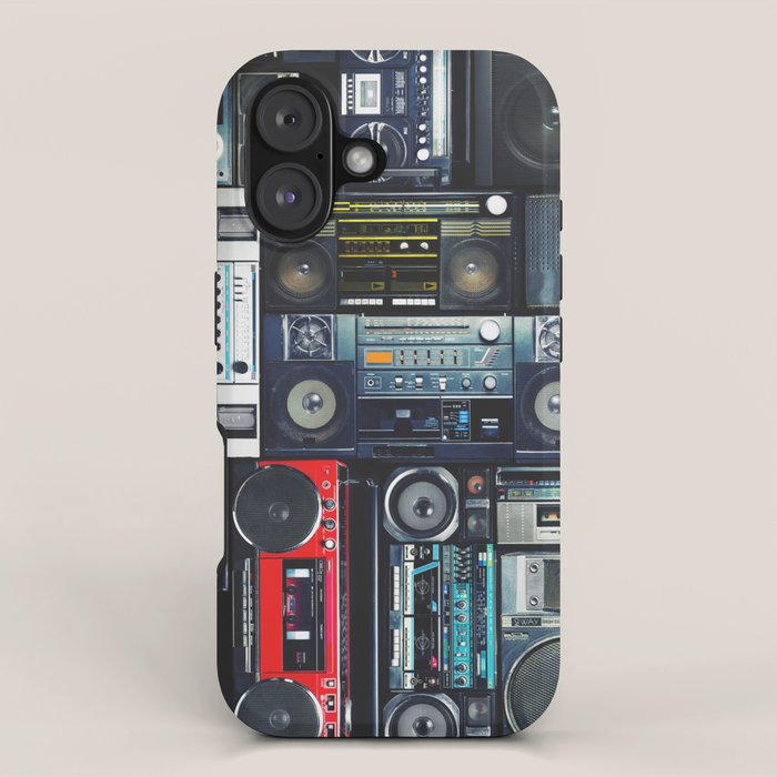 Retro Pop Eighties Boombox Radio Pattern iPhone Case Gallery Image 1