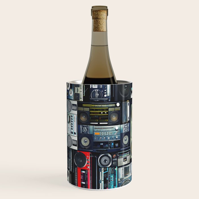 Retro Pop Eighties Boombox Radio Pattern Wine Chiller Gallery Image 1