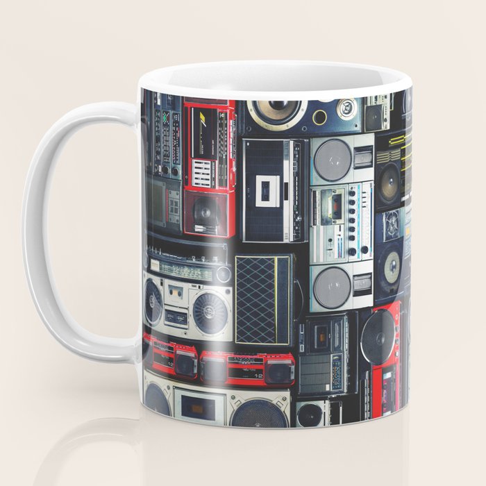 Retro Pop Eighties Boombox Radio Pattern Coffee Mug Gallery Image 3