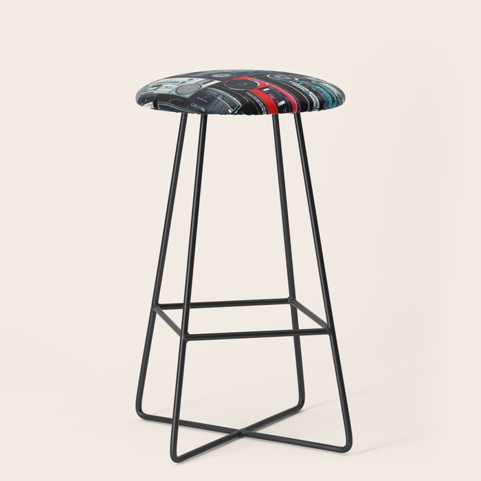 Retro Pop Eighties Boombox Radio Pattern Stool Gallery Image 1
