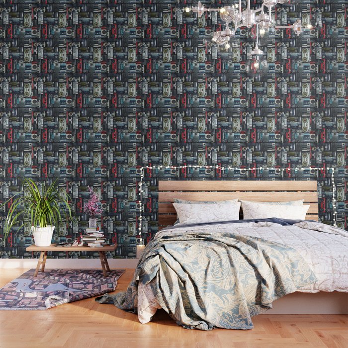 Retro Pop Eighties Boombox Radio Pattern Wallpaper Gallery Image 3