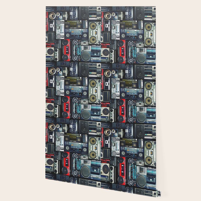 Retro Pop Eighties Boombox Radio Pattern Wallpaper Gallery Image 2