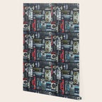 Retro Pop Eighties Boombox Radio Pattern Wallpaper Gallery Image 2