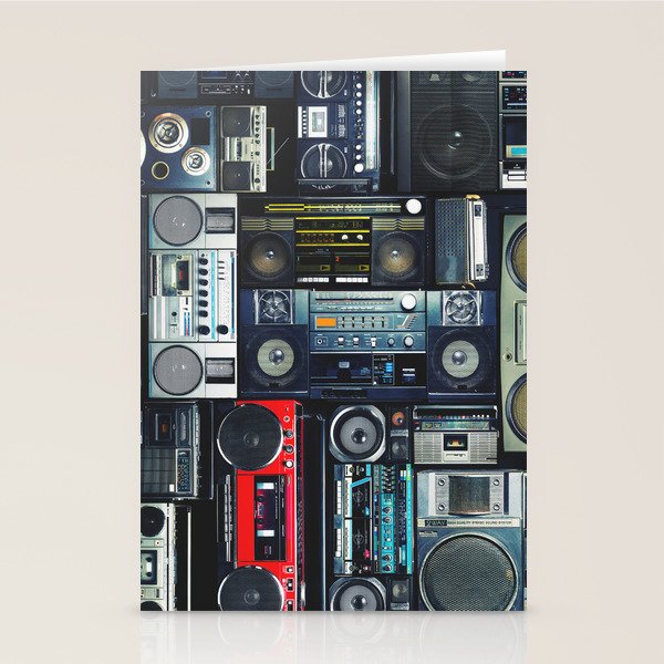 Retro Pop Eighties Boombox Radio Pattern Stationery Card Gallery Image 1