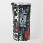 Retro Pop Eighties Boombox Radio Pattern Travel Mug Gallery Image 3