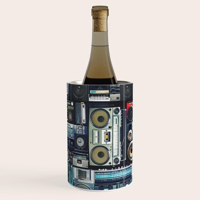 Retro Pop Eighties Boombox Radio Pattern Wine Chiller Gallery Image 3