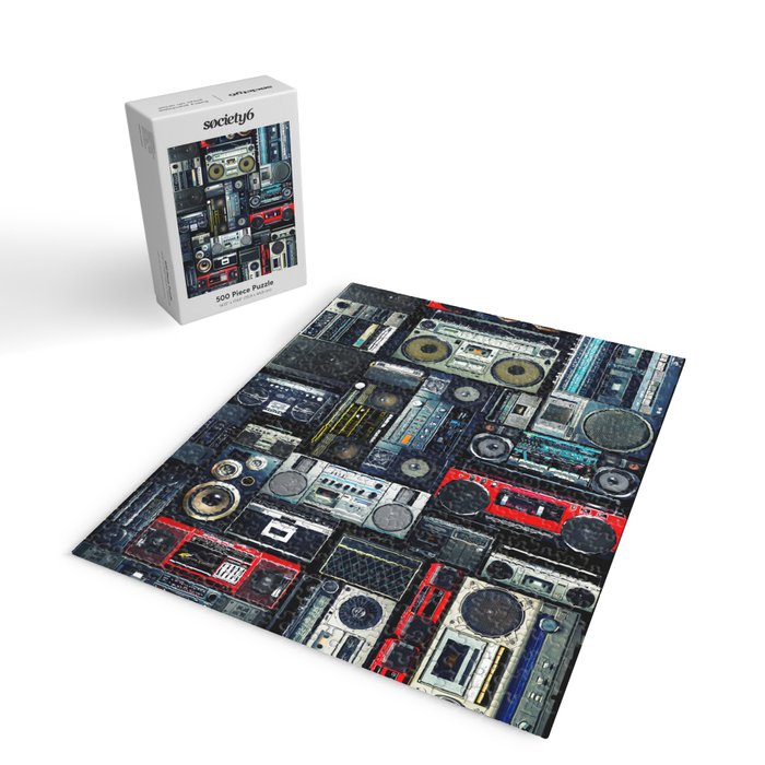 Retro Pop Eighties Boombox Radio Pattern Jigsaw Puzzle Gallery Image 2