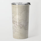 Sepia vintage world map with cities Travel Mug Gallery Image 2