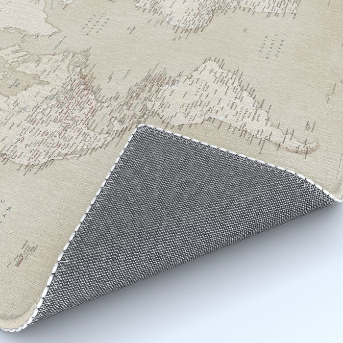 Sepia vintage world map with cities Rug Gallery Image 4