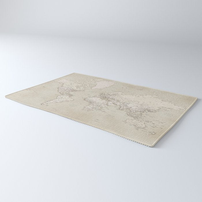 Sepia vintage world map with cities Rug Gallery Image 3