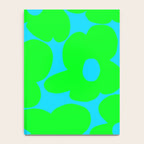 Large Retro Flowers Neon Green Petals Turquoise Background Summer Vibes #decor #society6 #buyart Notebook Gallery Image 4