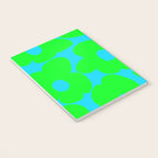 Large Retro Flowers Neon Green Petals Turquoise Background Summer Vibes #decor #society6 #buyart Notebook Gallery Image 3